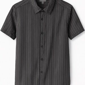 Old Navy Men’s Black White Striped Short Sleeve Button Down Shirt Size L